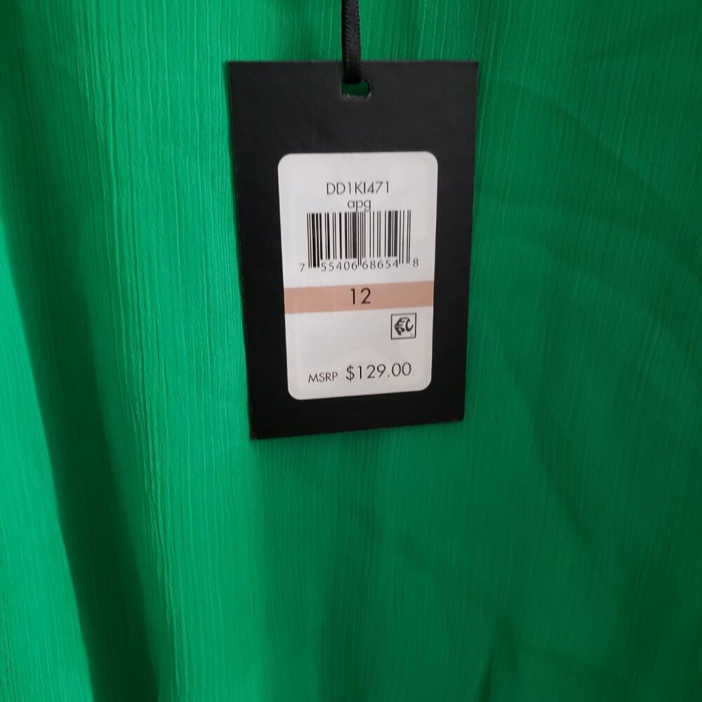 BNWT DKNY Chiffon Style Midi Fit & Flare lined (12) brillant  vivid green - Picture 6 of 6